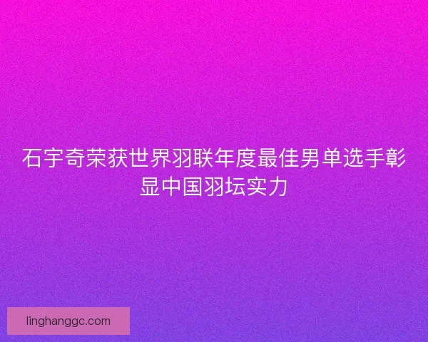 石宇奇荣获世界羽联年度最佳男单选手彰显中国羽坛实力