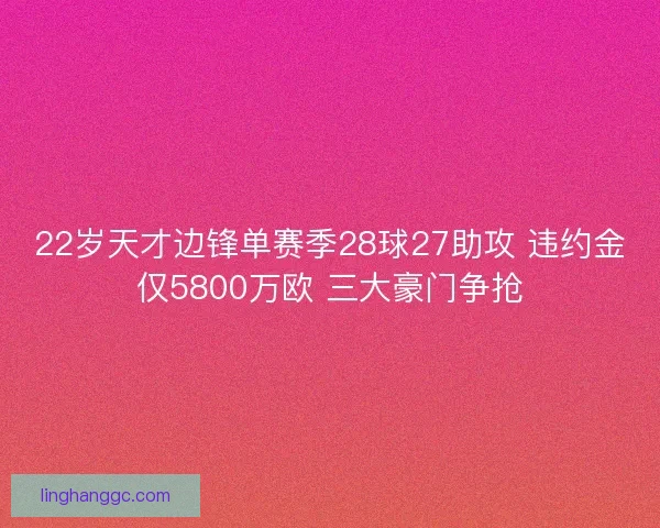 22岁天才边锋单赛季28球27助攻 违约金仅5800万欧 三大豪门争抢